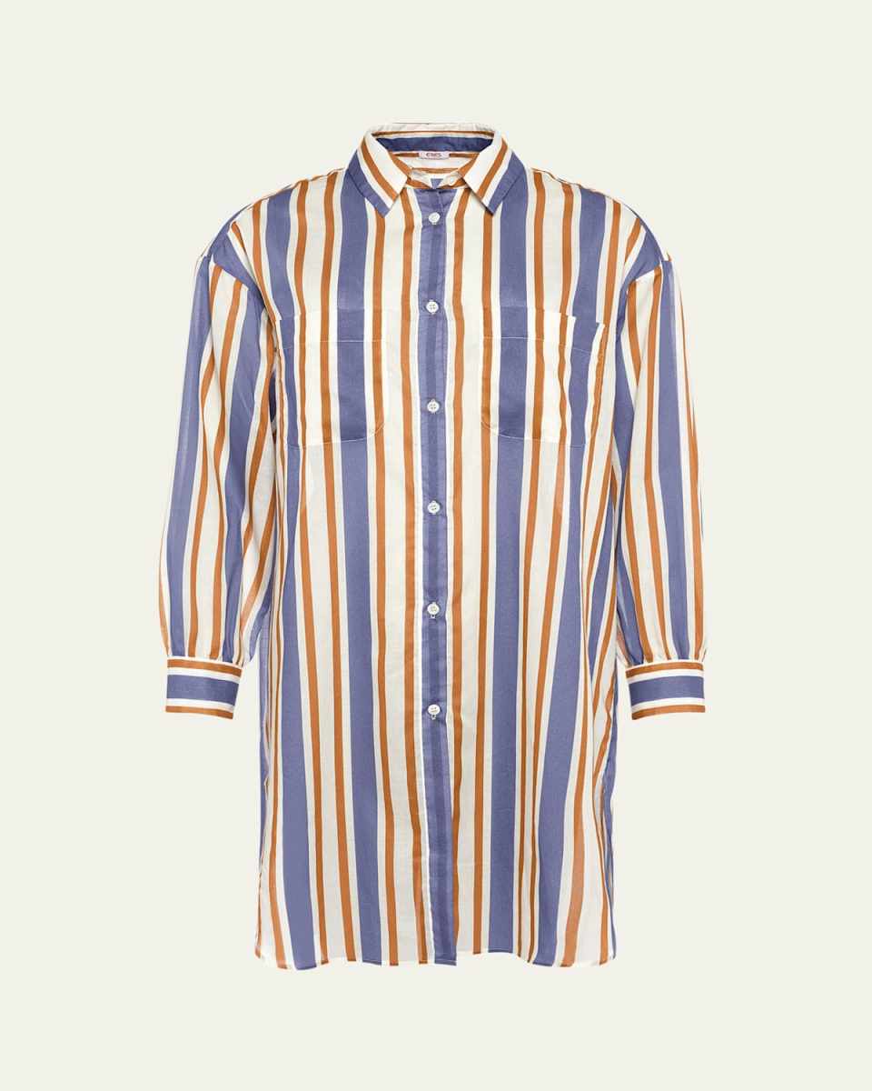 Season Striped Shirt Coverup